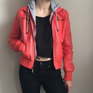 Pink leather jacket